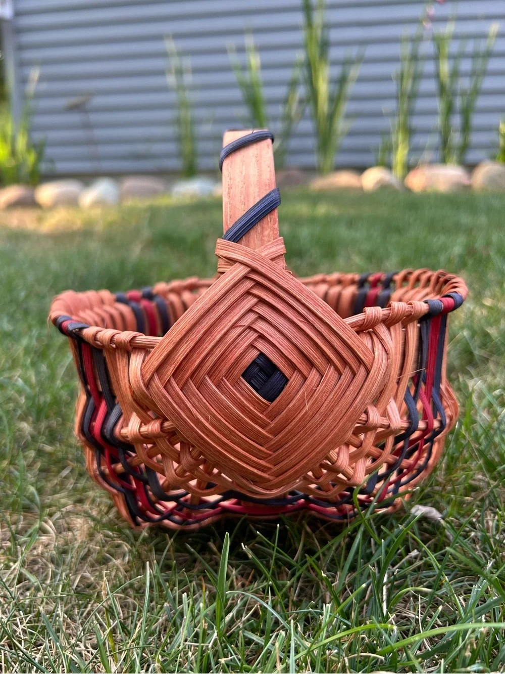 Handwoven Natural Brown Wicker Buttocks Basket with Handle